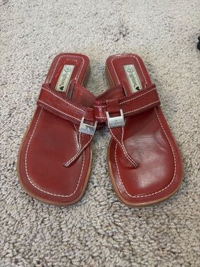 Vintage Brighton Red Leather Thong Sandals